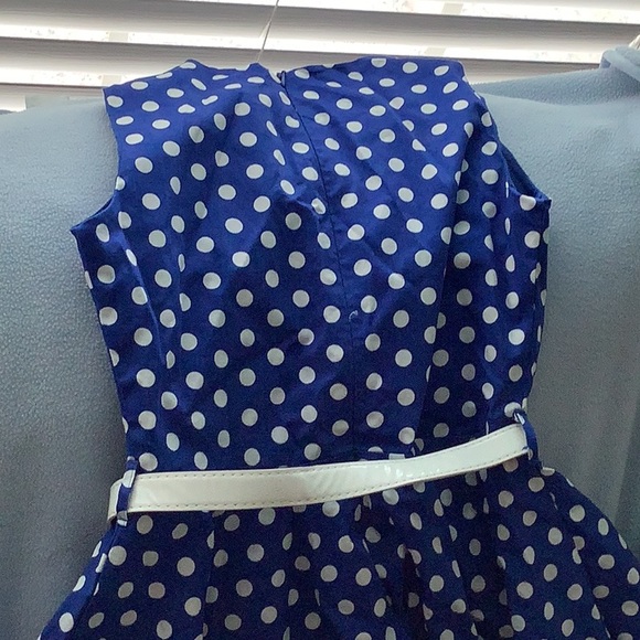 Kids small blue and white polkadot dress - Picture 4 of 5